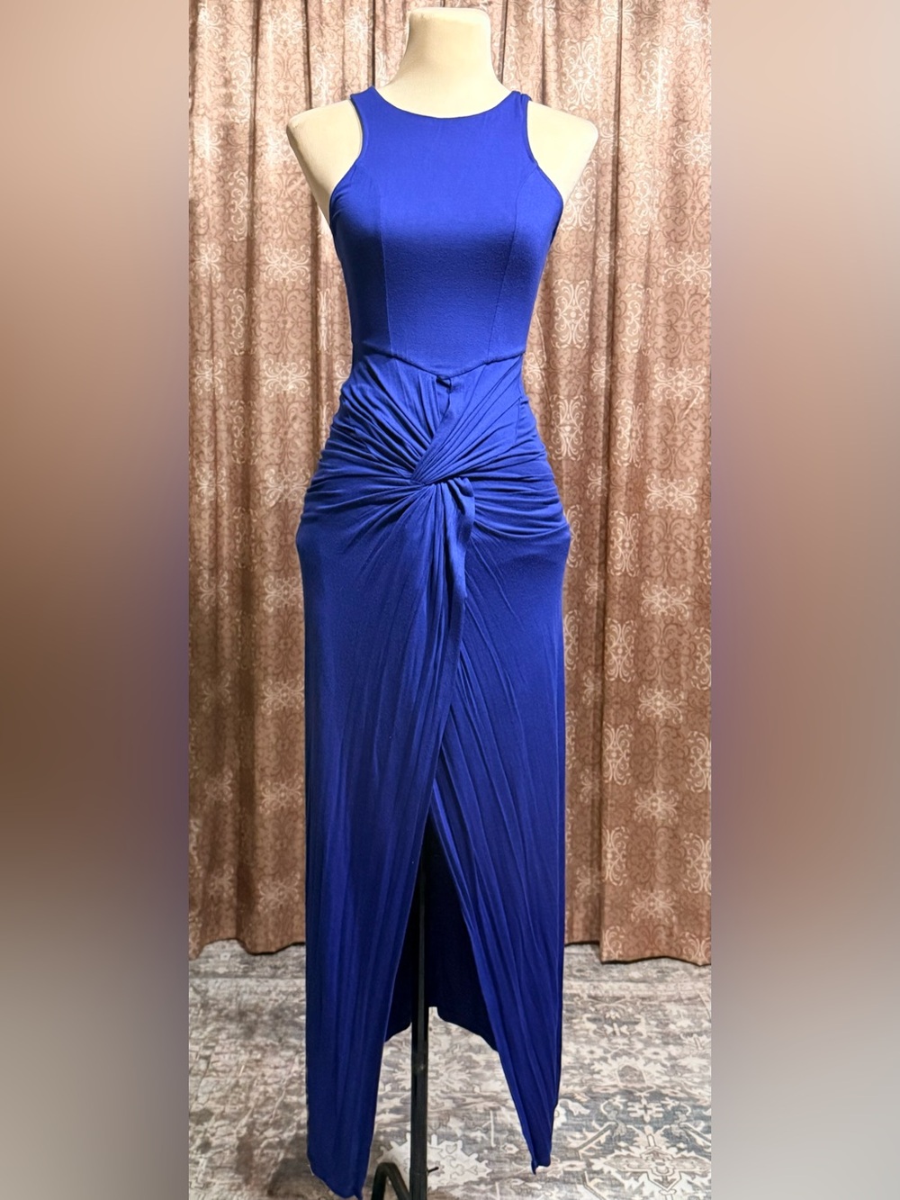 Shinestar Blue Twist Waist High-Low Maxi Dress Small